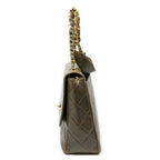 Chanel CC XL Jumbo Square Flap Bag Olive Green Quilted Lambskin Leather — view 3