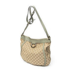 Gucci Large Shape D-ring Abbey Messenger Beige Light Green GG Canvas — view 2