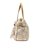 Fendi Drawstring Tote Beige Floral Print Zucchino Canvas — view 3