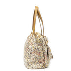 Fendi Drawstring Tote Beige Floral Print Zucchino Canvas — view 4