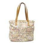 Fendi Drawstring Tote Beige Floral Print Zucchino Canvas — view 5
