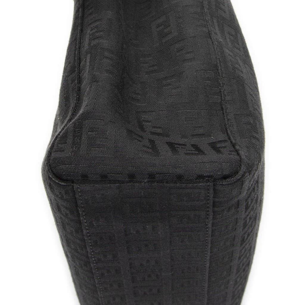 Fendi Small Square Open Tote Black Zucchino Canvas — view 7