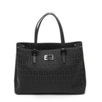 Fendi Small Square Open Tote Black Zucchino Canvas
