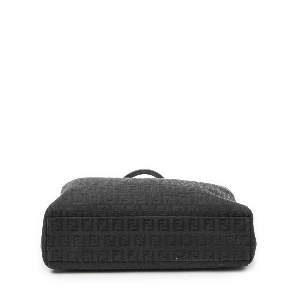 Fendi Small Square Open Tote Black Zucchino Canvas — view 6
