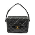 Chanel CC Mini Square Flap Bag Black Quilted Lambskin Leather
