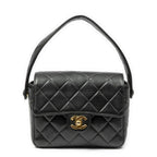 Chanel CC Mini Square Flap Bag Black Quilted Lambskin Leather