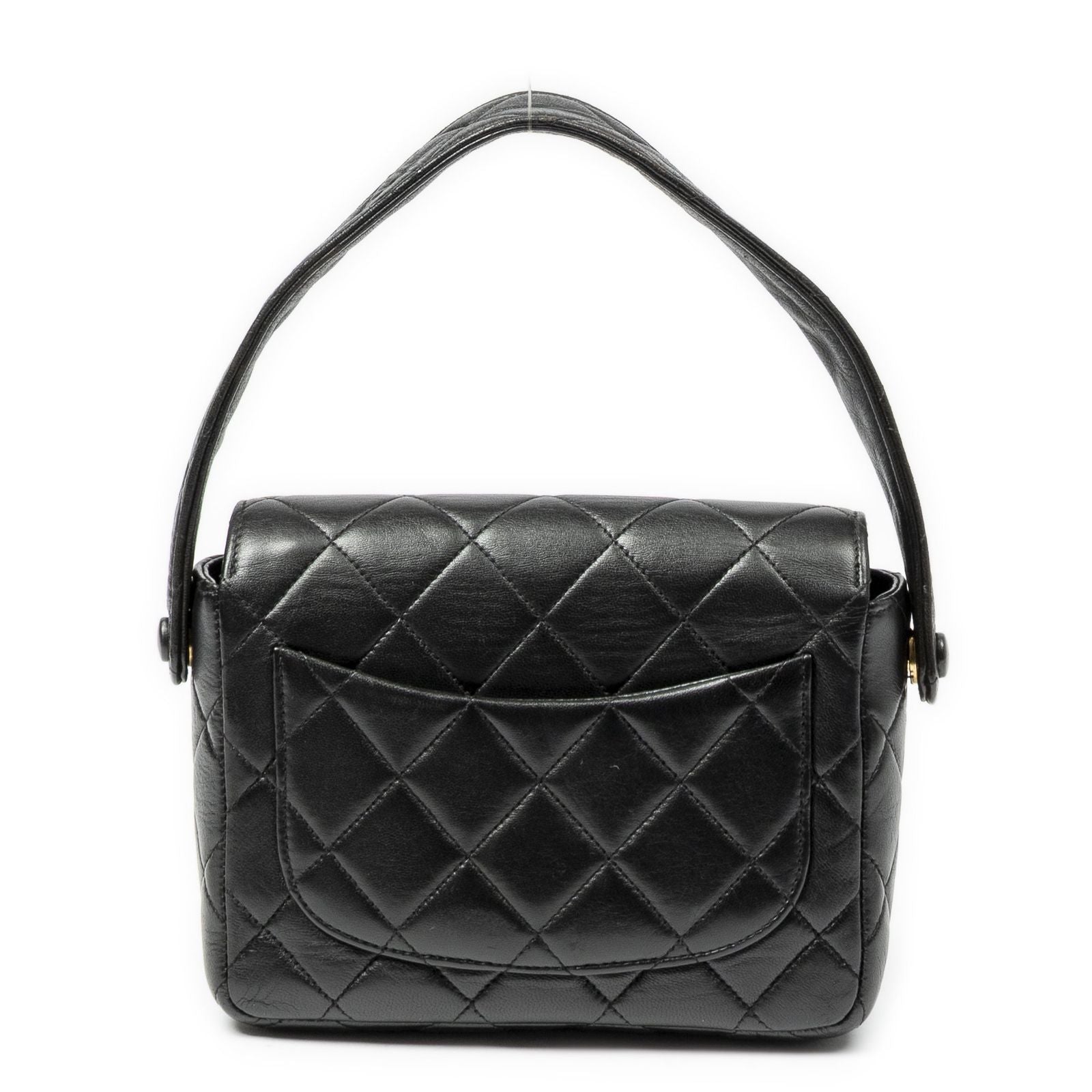 Chanel CC Mini Square Flap Bag Black Quilted Lambskin Leather — view 5
