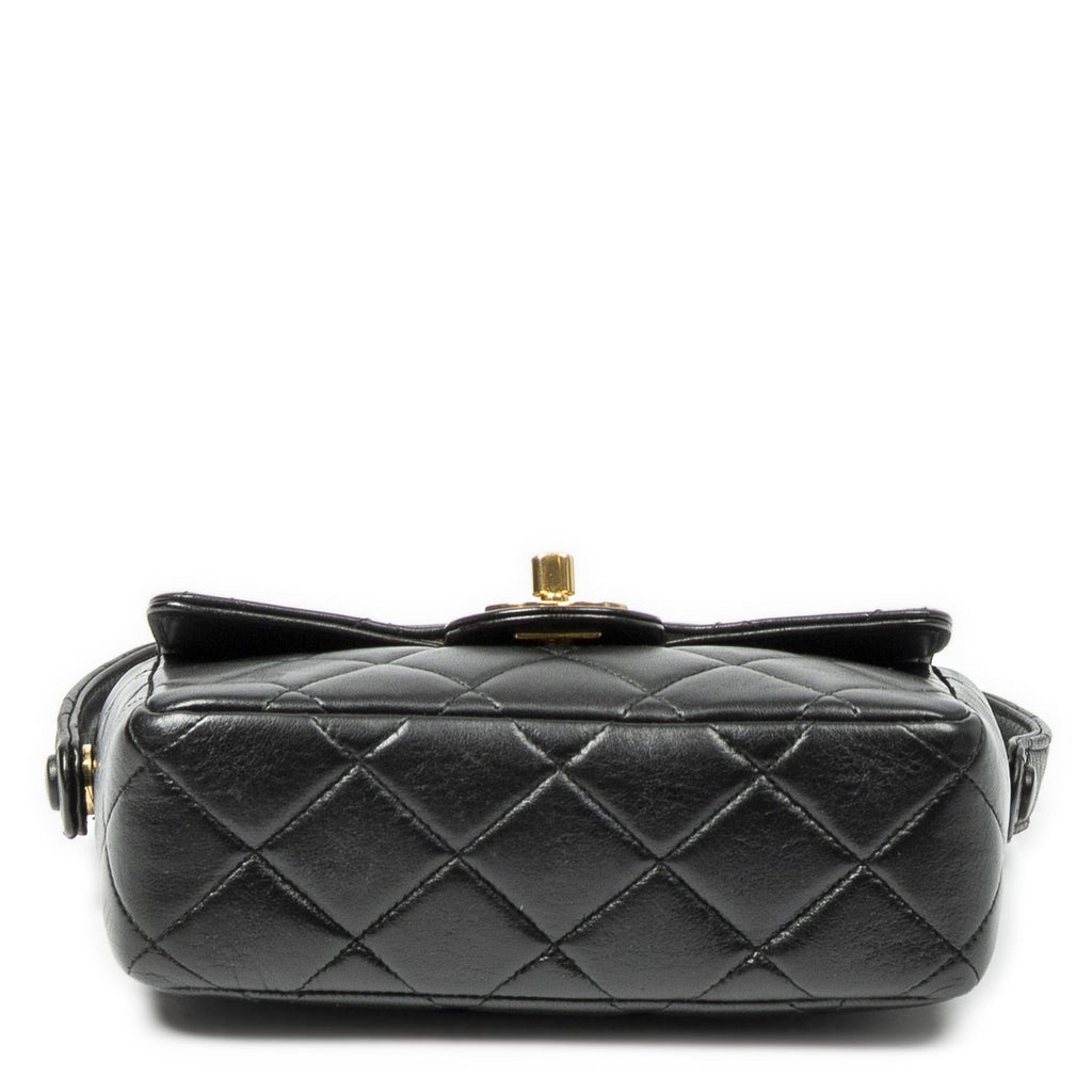 Chanel CC Mini Square Flap Bag Black Quilted Lambskin Leather — view 6