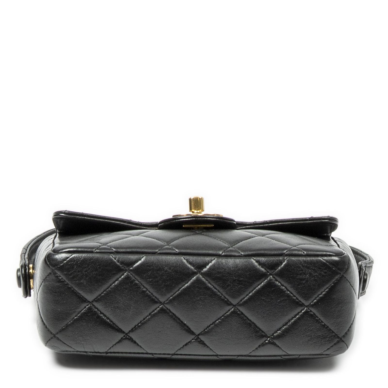 Chanel CC Mini Square Flap Bag Black Quilted Lambskin Leather — view 6