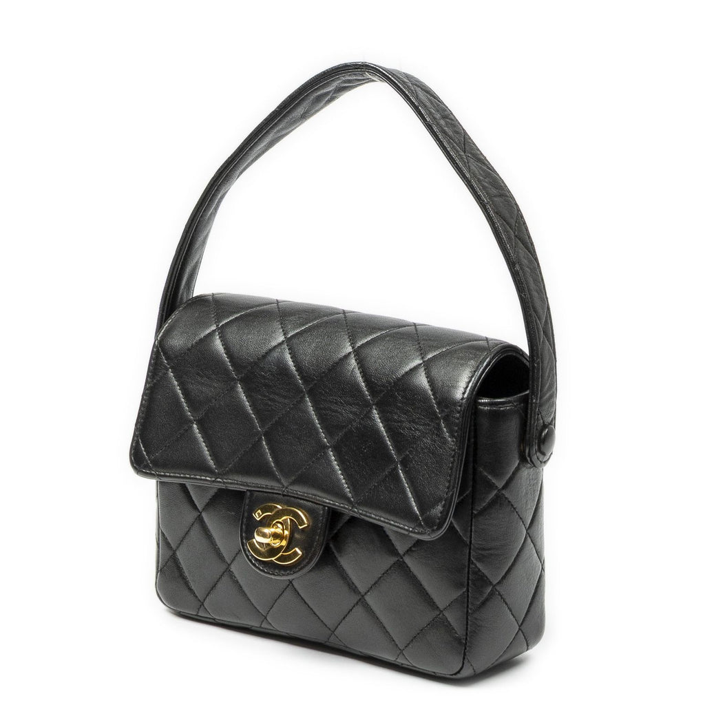 Chanel CC Mini Square Flap Bag Black Quilted Lambskin Leather — view 2