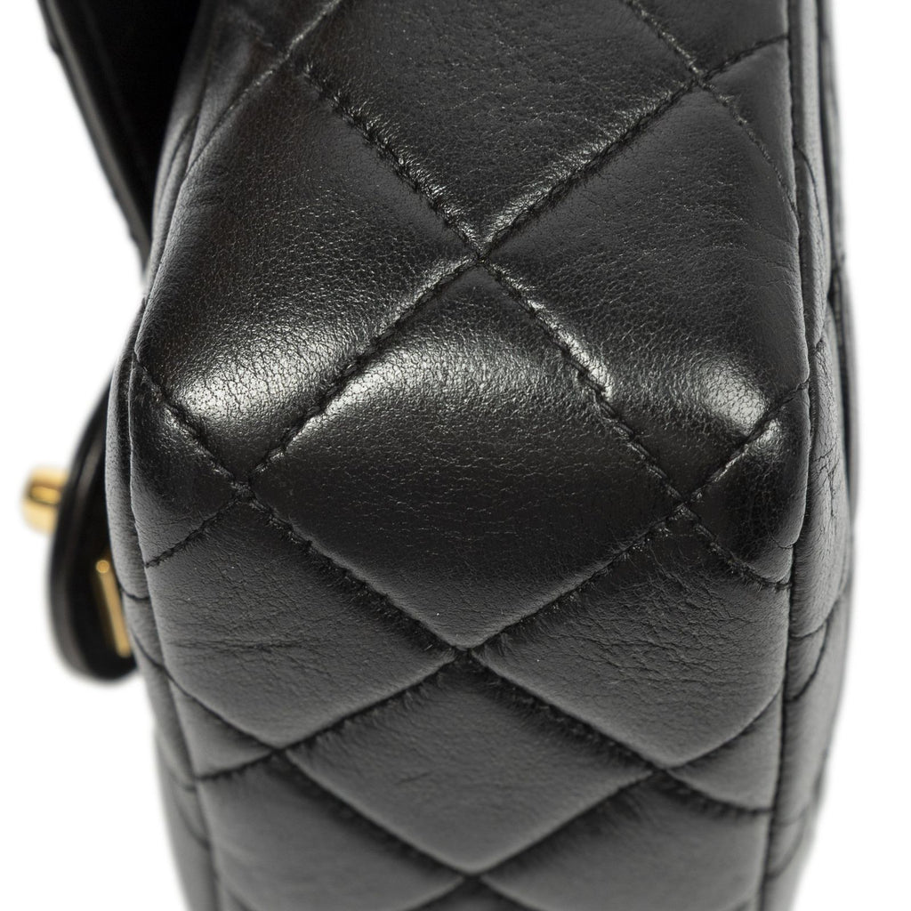 Chanel CC Mini Square Flap Bag Black Quilted Lambskin Leather — view 7