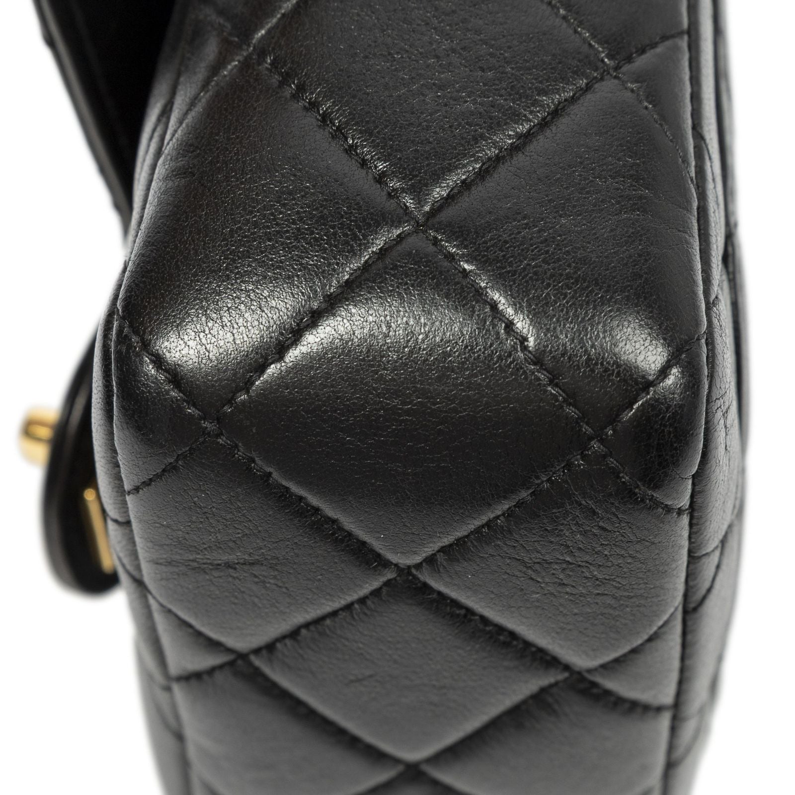 Chanel CC Mini Square Flap Bag Black Quilted Lambskin Leather — view 7