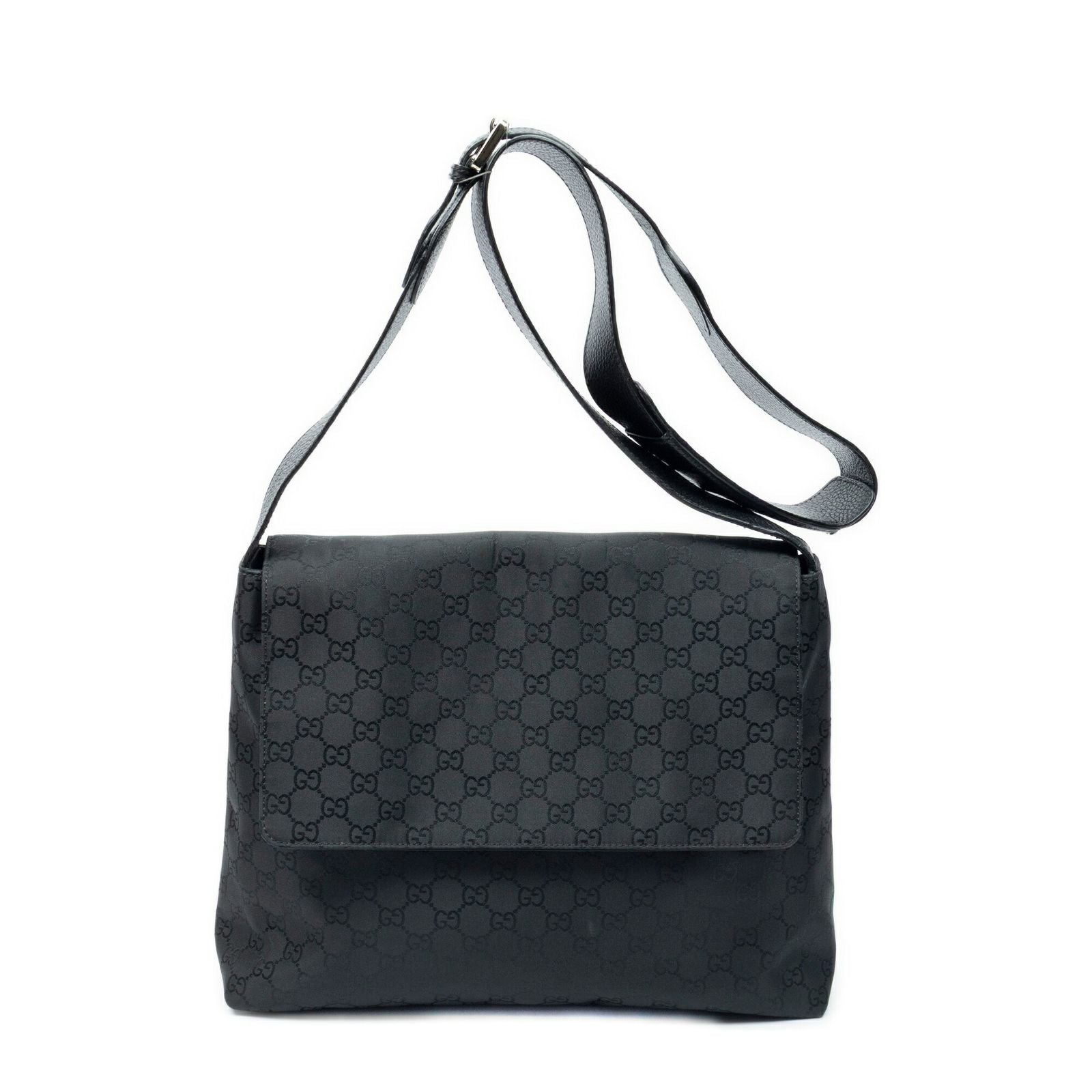 Gucci g Square Flap Bag Messenger Black Nylon Canvas