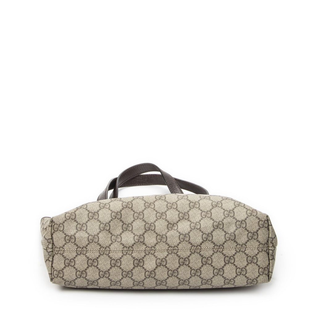 Gucci Zip Shopping Tote Beige Dark Brown Supreme Canvas — view 6