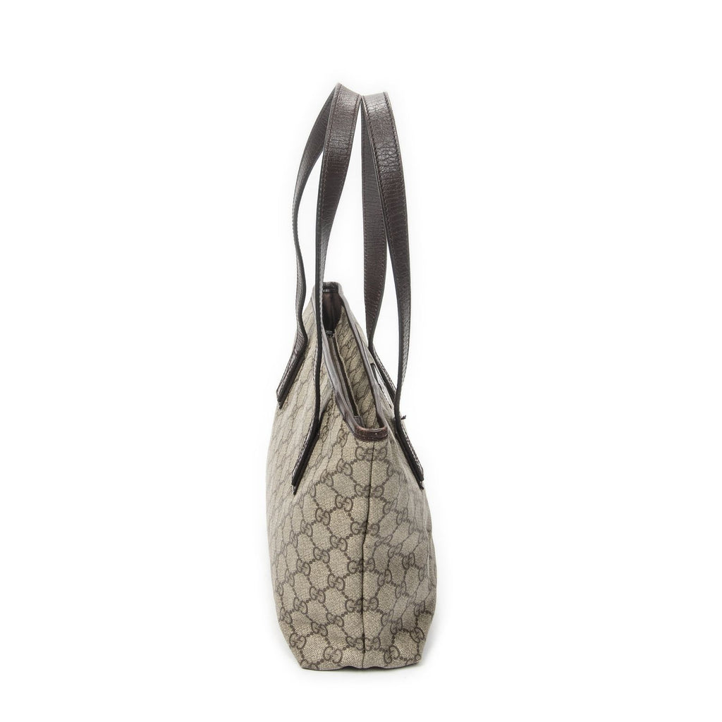 Gucci Zip Shopping Tote Beige Dark Brown Supreme Canvas — view 4