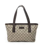 Gucci Zip Shopping Tote Beige Dark Brown Supreme Canvas