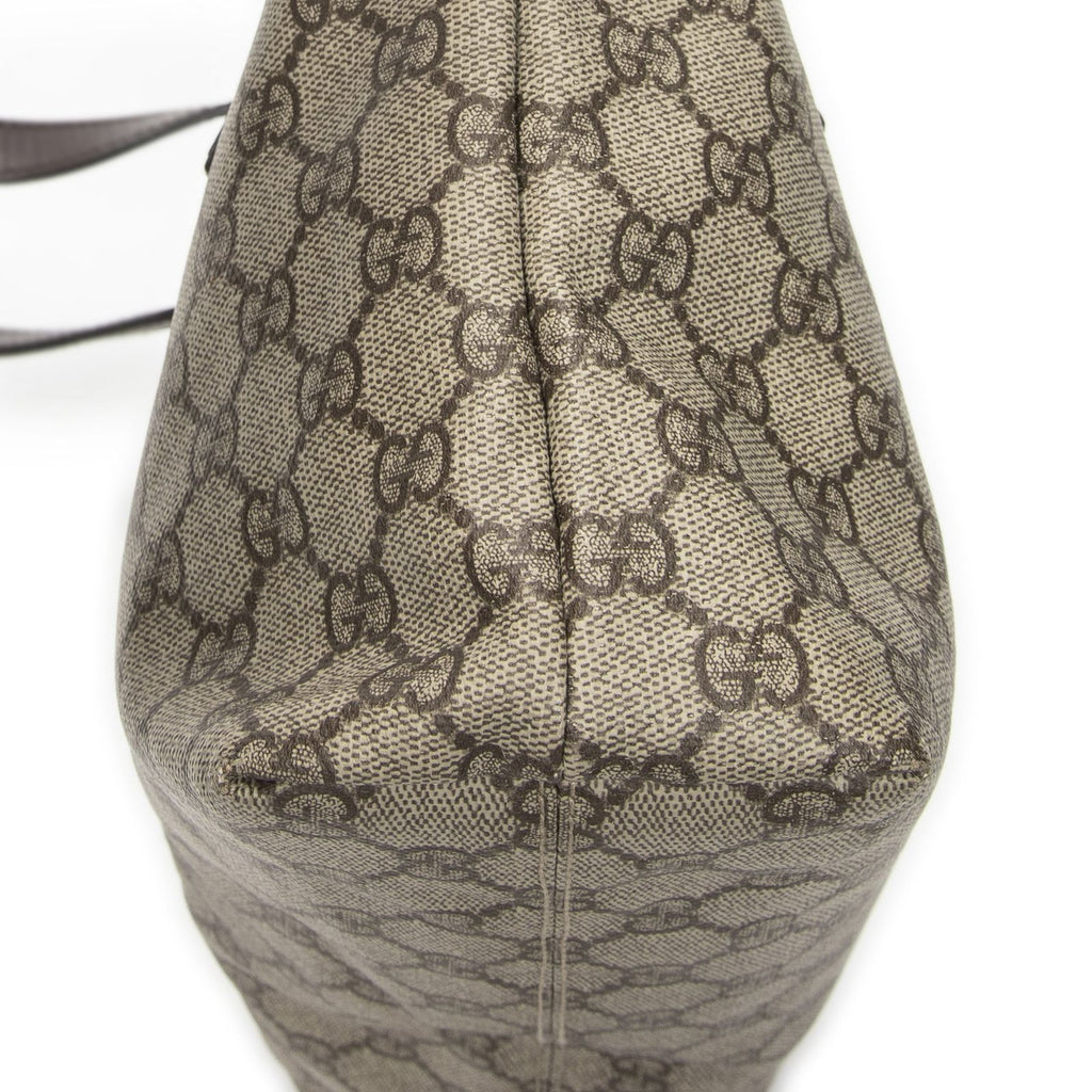 Gucci Zip Shopping Tote Beige Dark Brown Supreme Canvas — view 8