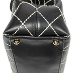 Chanel CC Wild Stitch Surpique Flap Bag Black Quilted Lambskin Leather — view 7