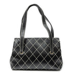Chanel CC Wild Stitch Surpique Flap Bag Black Quilted Lambskin Leather — view 5