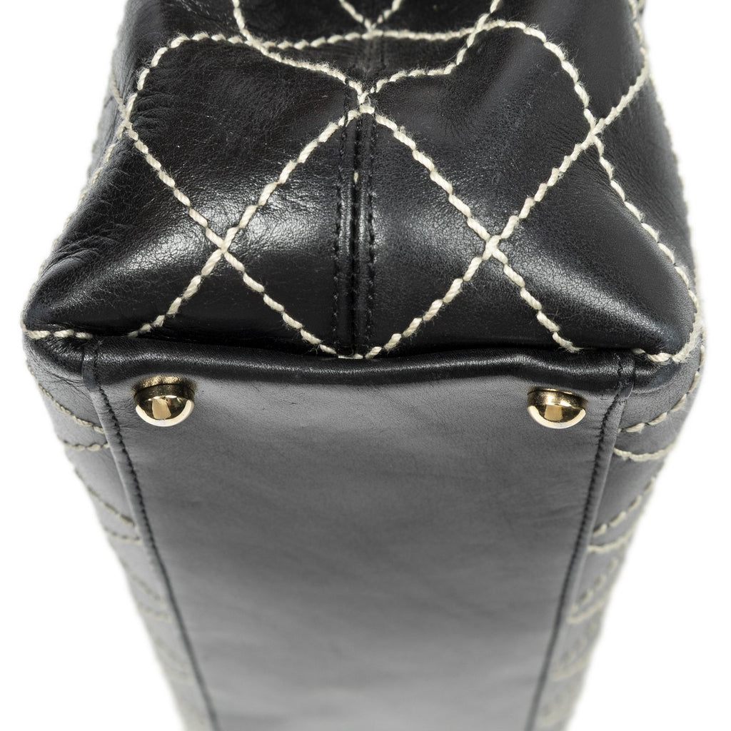 Chanel CC Wild Stitch Surpique Flap Bag Black Quilted Lambskin Leather — view 8
