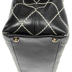 Chanel CC Wild Stitch Surpique Flap Bag Black Quilted Lambskin Leather — view 8