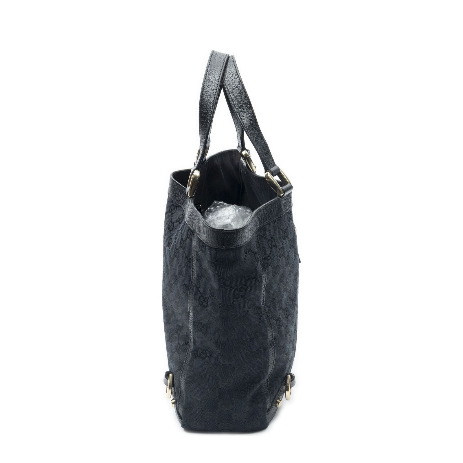 Gucci Small Abbey D Ring Tote Black GG Canvas — view 4
