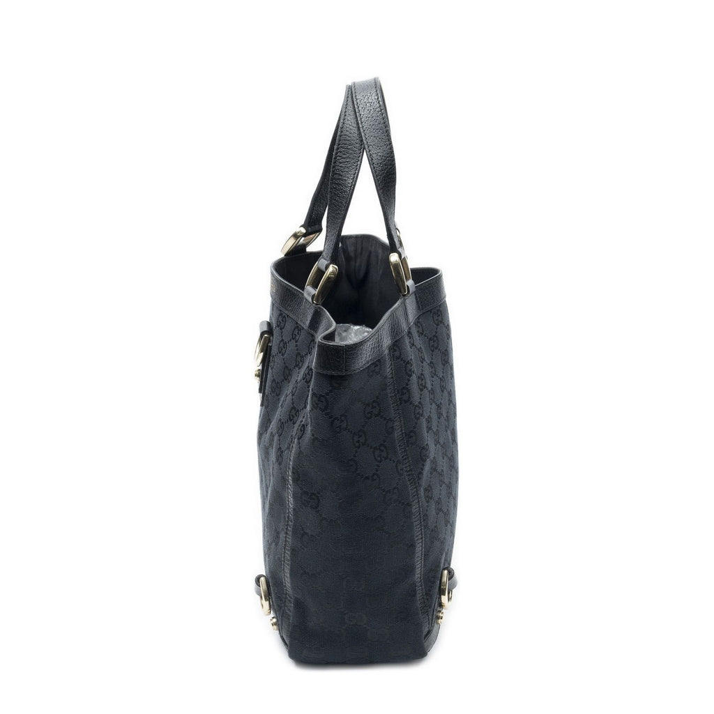 Gucci Small Abbey D Ring Tote Black GG Canvas — view 3