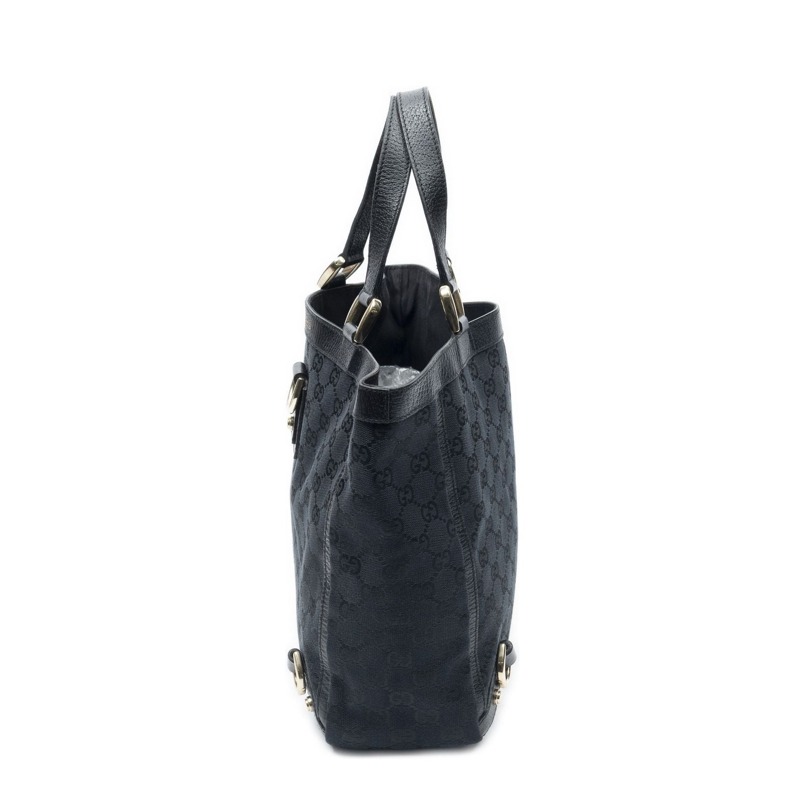 Gucci Small Abbey D Ring Tote Black GG Canvas — view 3