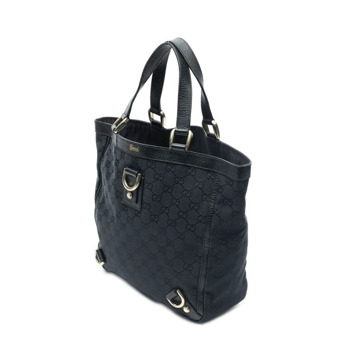 Gucci Small Abbey D Ring Tote Black GG Canvas — view 2
