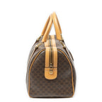 Celine Small Boston Beige Brown Macadam Canvas Handbag — view 4