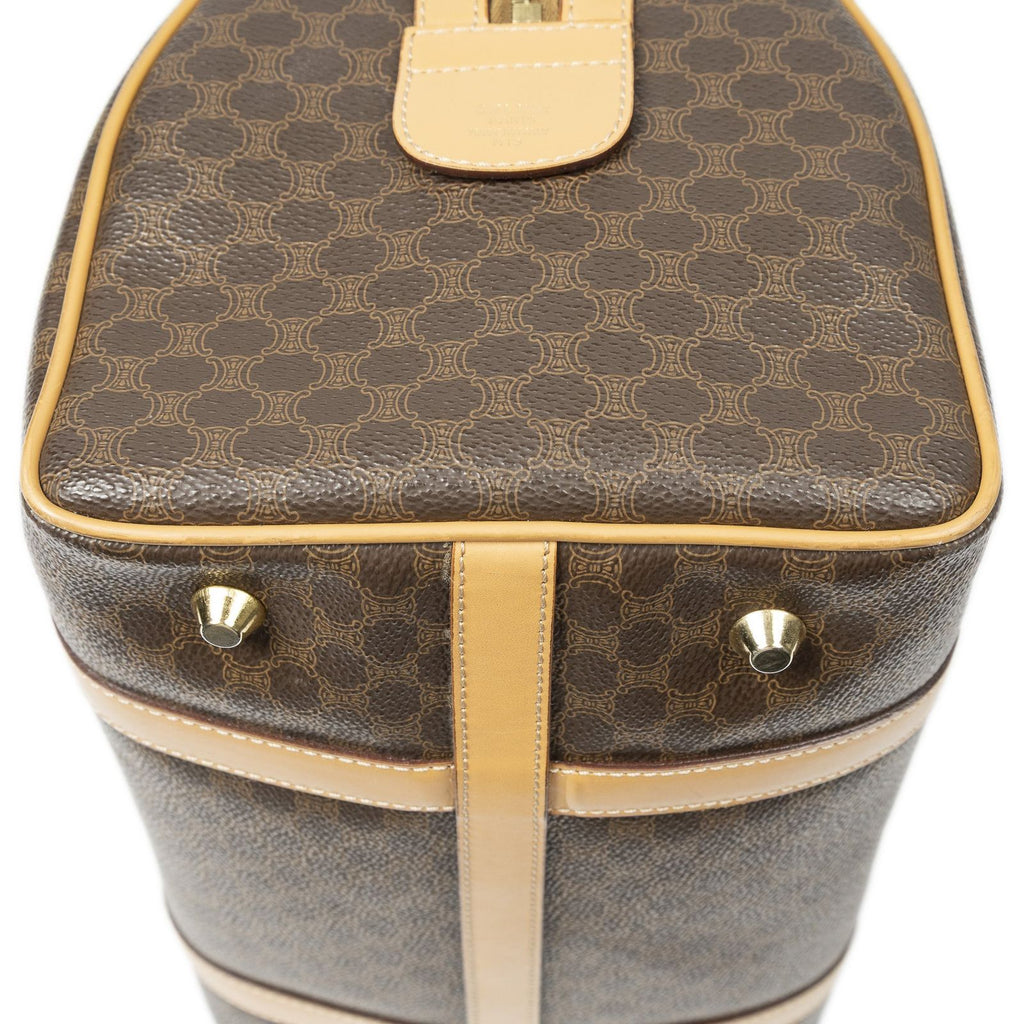 Celine Small Boston Beige Brown Macadam Canvas Handbag — view 7