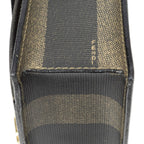 Fendi Vintage Flap Clutch Brown Black Pecan Stripe Canvas — view 8
