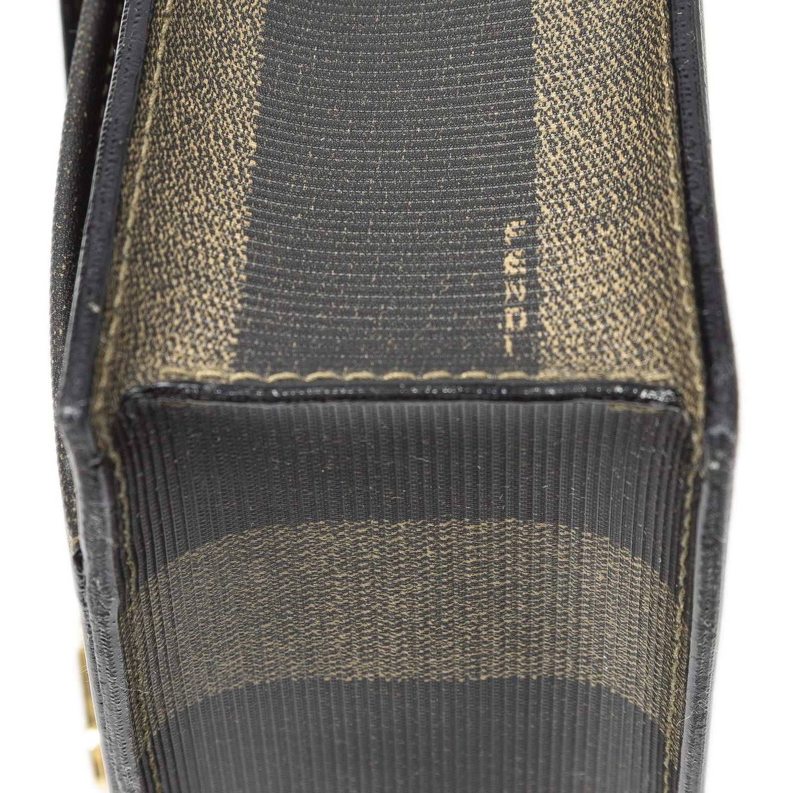 Fendi Vintage Flap Clutch Brown Black Pecan Stripe Canvas — view 8