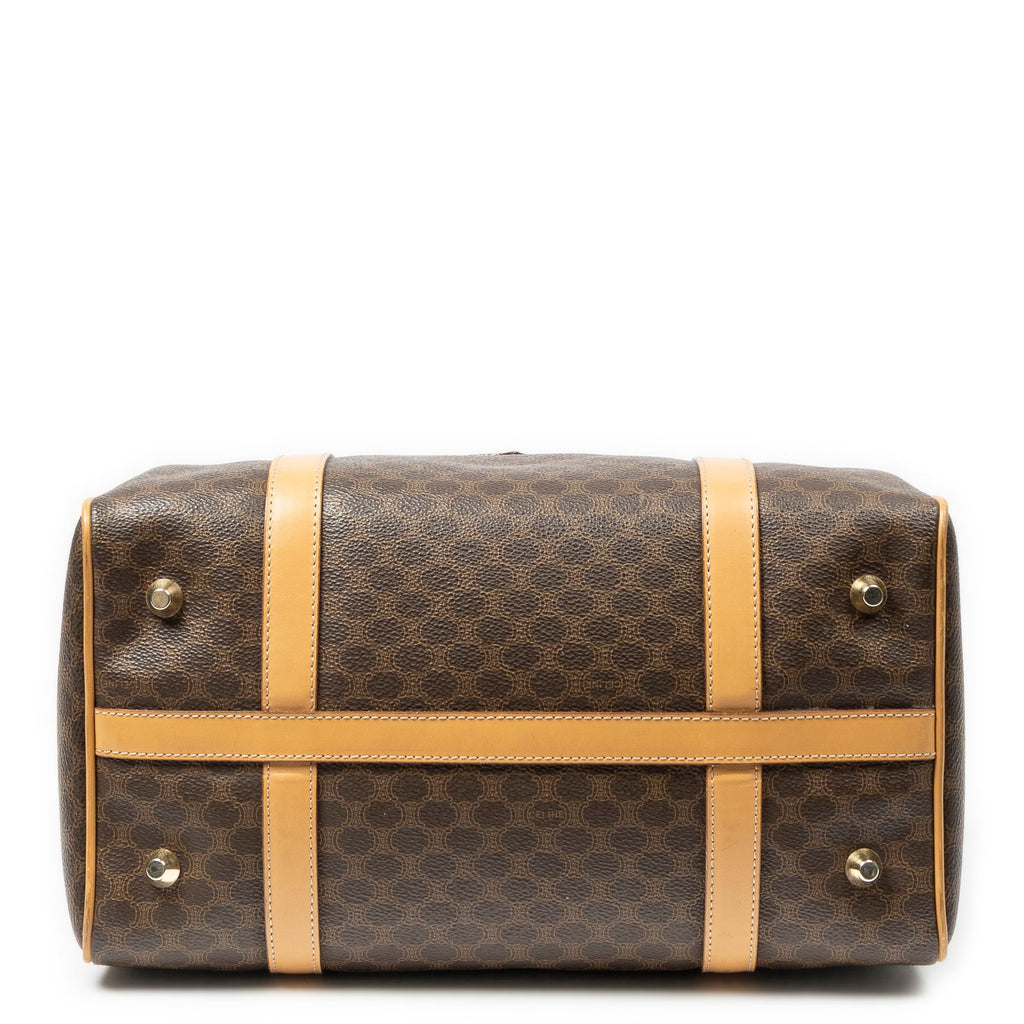Celine Small Boston Beige Brown Macadam Canvas Handbag — view 6