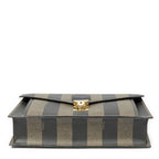 Fendi Vintage Flap Clutch Brown Black Pecan Stripe Canvas — view 6