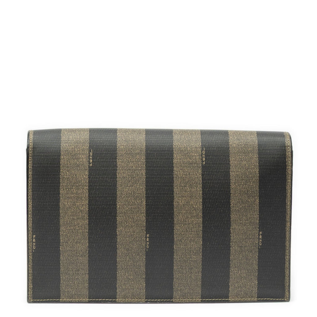Fendi Vintage Flap Clutch Brown Black Pecan Stripe Canvas — view 5