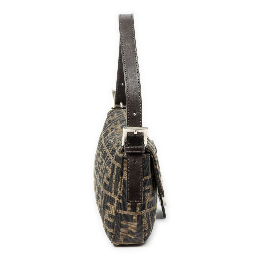 Fendi Baguette Brown Black Zucca Canvas Shoulder Bag — view 4