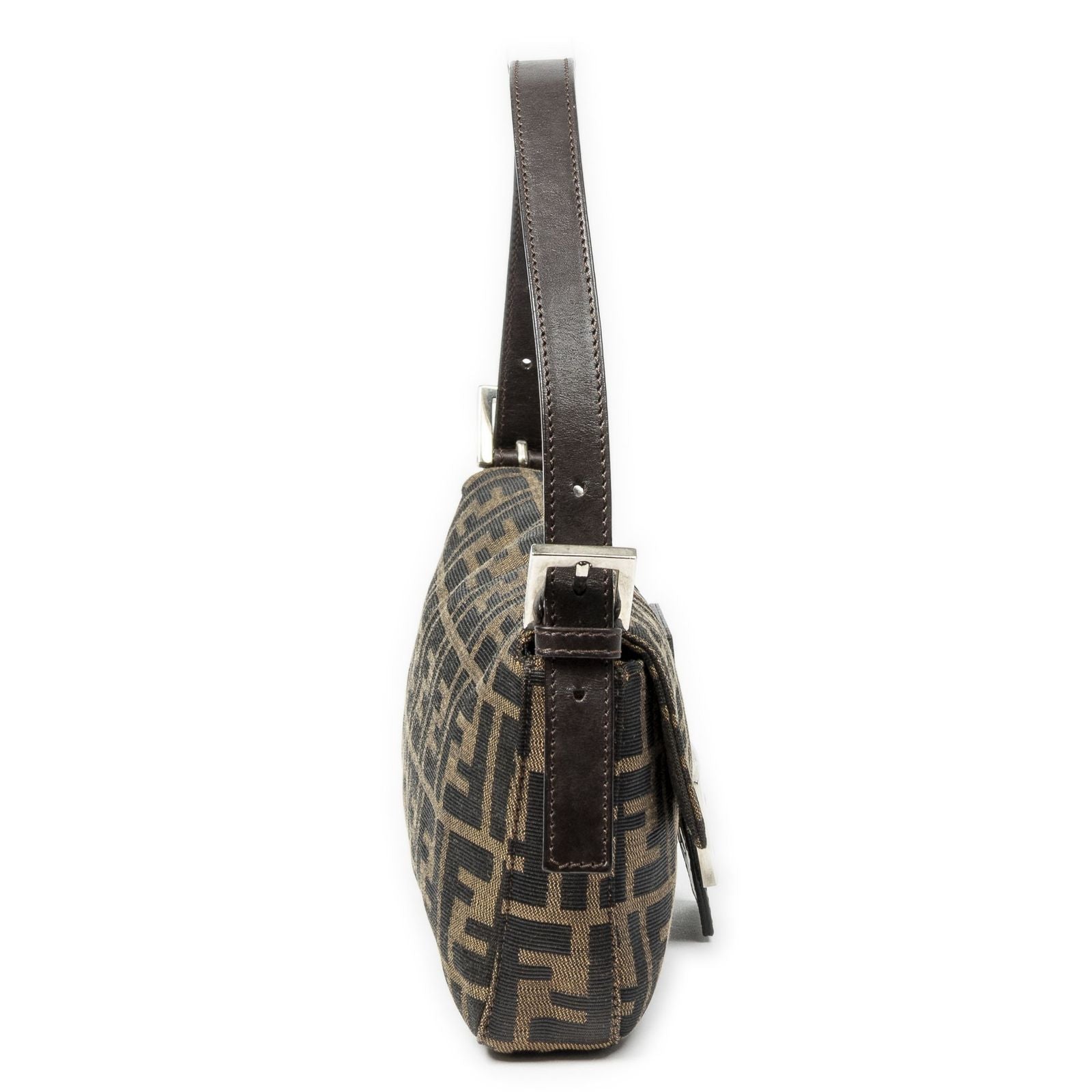 Fendi Baguette Brown Black Zucca Canvas Shoulder Bag — view 4