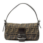 Fendi Baguette Brown Black Zucca Canvas Shoulder Bag