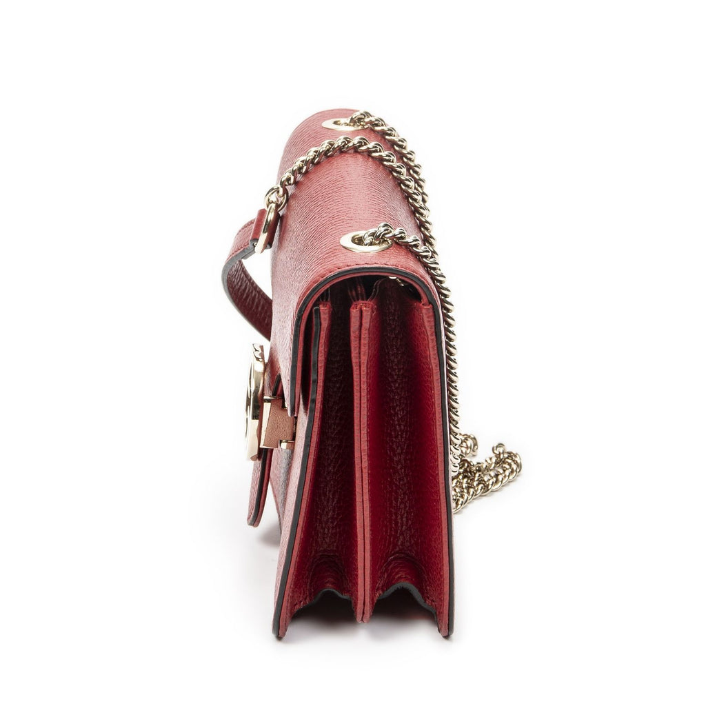 Gucci Small Interlocking G GG Chain Crossbody Red Grain Calfskin Leather — view 3