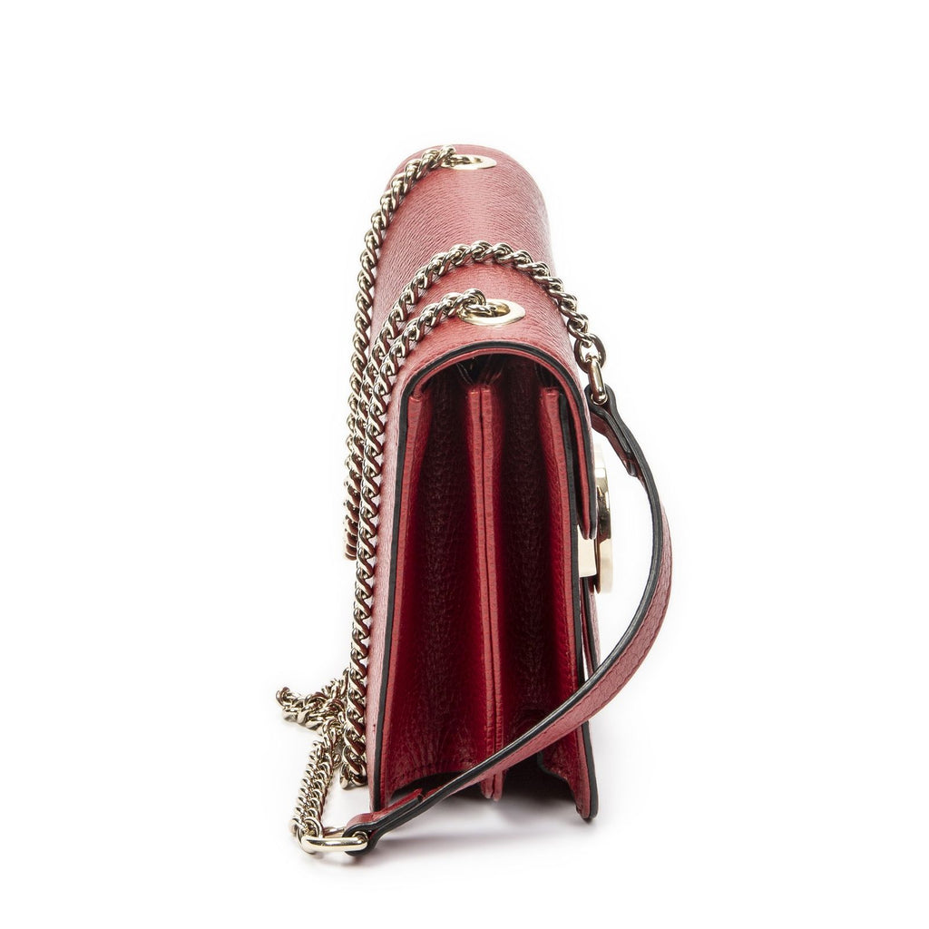 Gucci Small Interlocking G GG Chain Crossbody Red Grain Calfskin Leather — view 4