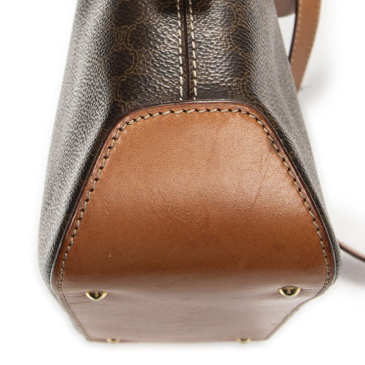 Celine Vintage Convertible Dome Tote Brown Macadam Canvas — view 8