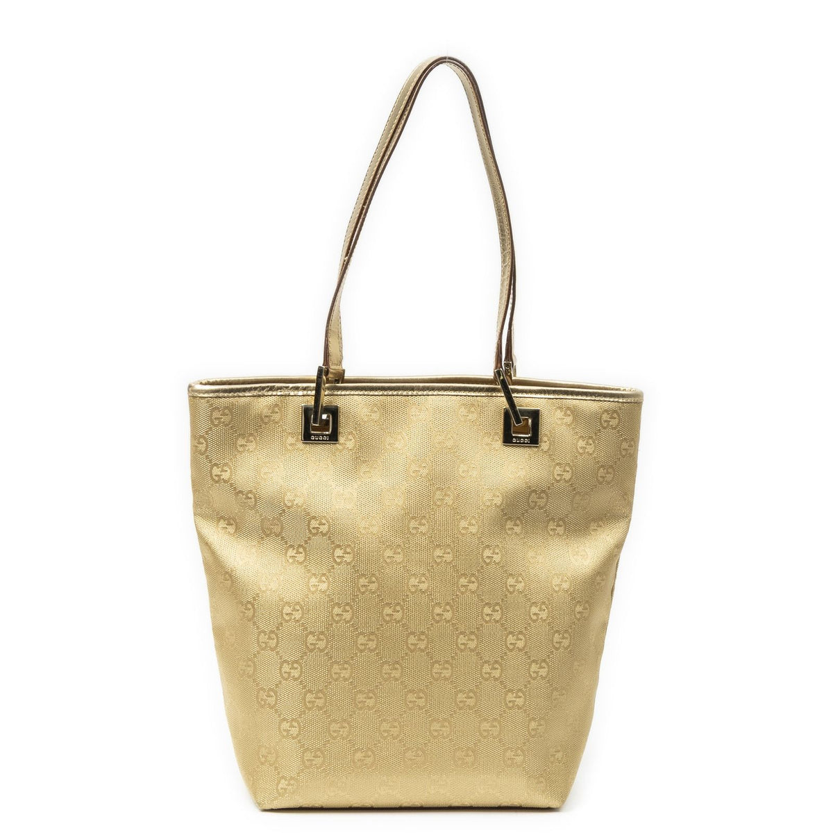 Gucci Small Bucket Tote Gold GG Canvas — view 5