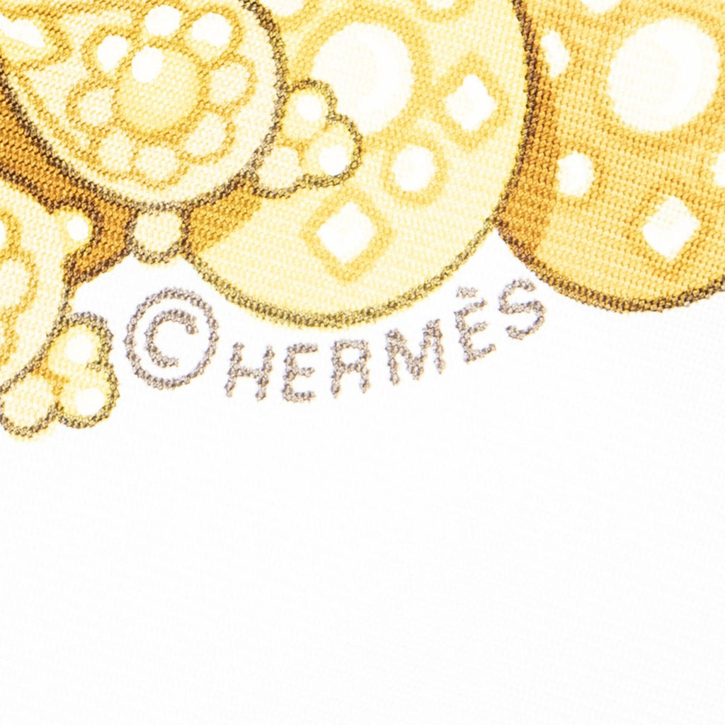 Hermes Scarf Navy Gold White Twill Silk — view 4