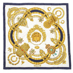 Hermes Scarf Navy Gold White Twill Silk — view 2