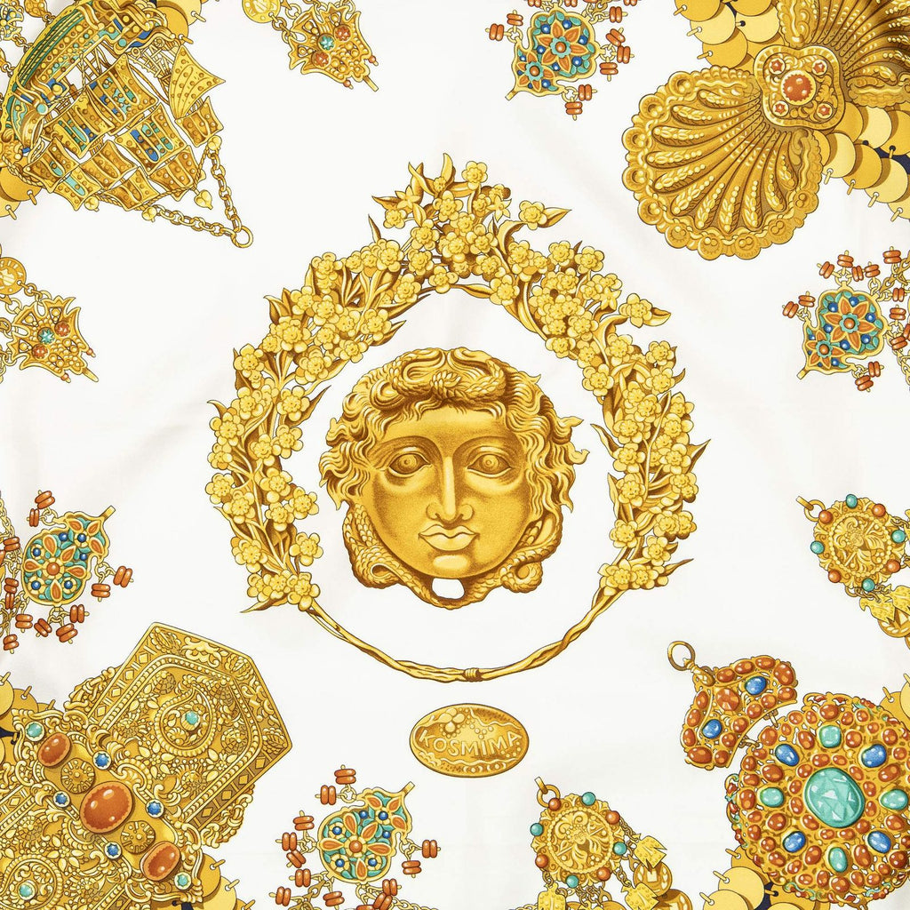 Hermes Scarf Navy Gold White Twill Silk — view 3