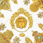 Hermes Scarf Navy Gold White Twill Silk — view 3