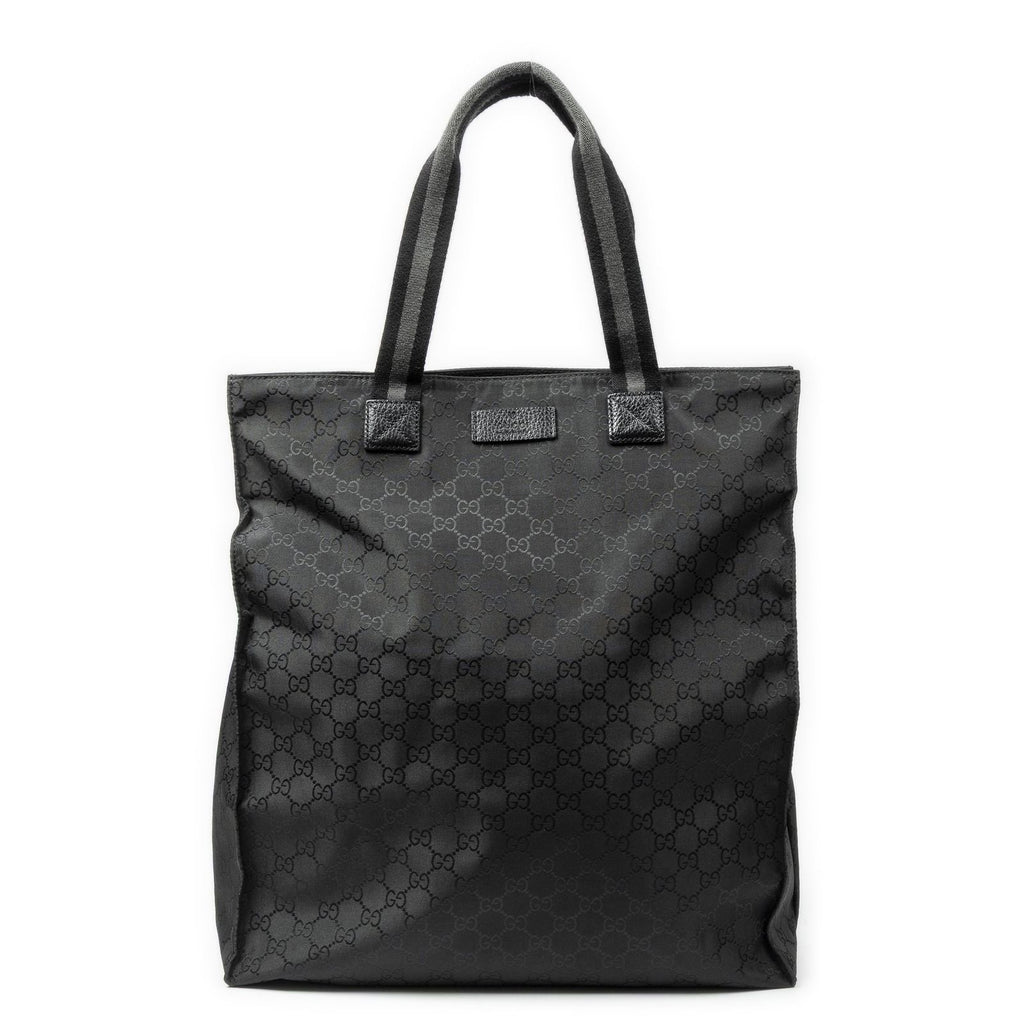 Gucci Vertical Tote Black GG Nylon Canvas