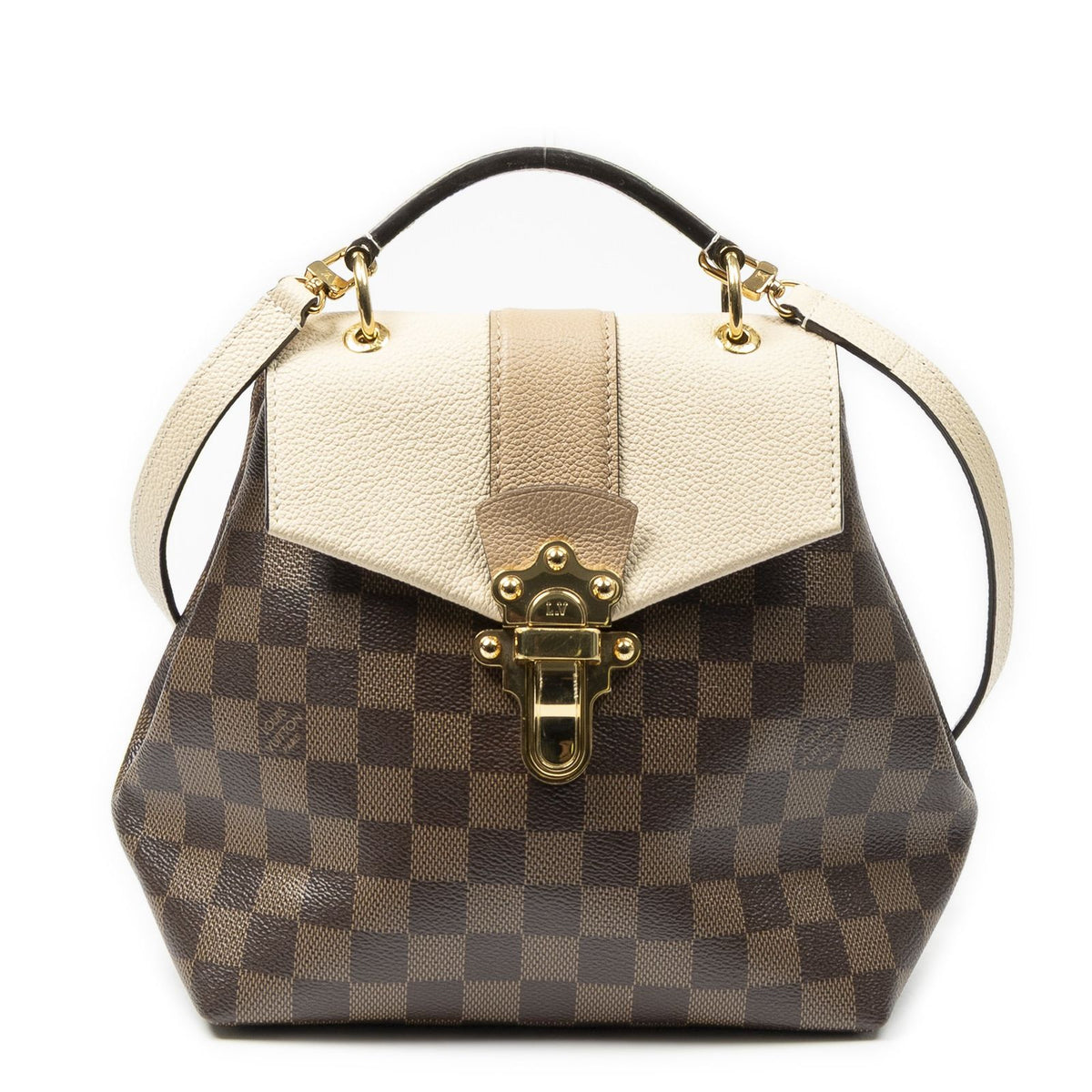 Louis Vuitton Clapton Backpack Brown Ivory Beige Damier Ebene