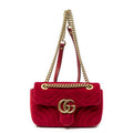 Gucci Small GG Marmont Chain Crossbody Red Matelasse Velvet
